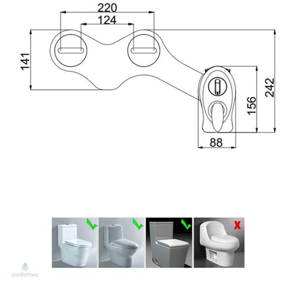 Solution hygiénique pour WC, adapté aux gauchers
